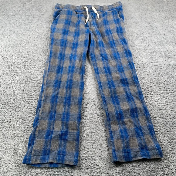 Kavu Pants Mens Medium Blue Gray Plaid Lounge Drawstring Casual Woven Cotton - Picture 2 of 10